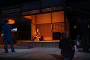 シネマ歌舞伎「女殺油地獄」の撮影風景。