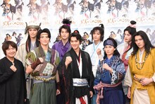 「里見八犬伝」囲みインタビューより、後列左から上田堪大、結木滉星、神尾楓珠、塩野瑛久、前列左から深作健太、岐洲匠、佐野勇斗、松田凌、財木琢磨。