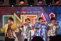 「ENTA!2 4U.Zeppin de SHOW」製作発表より。左から松崎祐介、辰巳雄大、福田悠太、越岡裕貴。