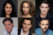 PGF生命 presents「ニューイヤー・ミュージカル・コンサート 2020」キャスト。上段左からアリ・エウォルト、エマ・キングストン、ディーン・ジョン=ウィルソン。下段左からリチャード・H・ブレイク、ライアン・シルヴァーマン、マイケル・ゼイヴィア。