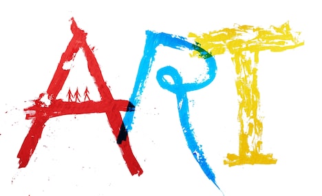 出演者たちの手による「ART」ロゴ。イッセー尾形が「A」、小日向文世が「R」、大泉洋が「T」を描いた。