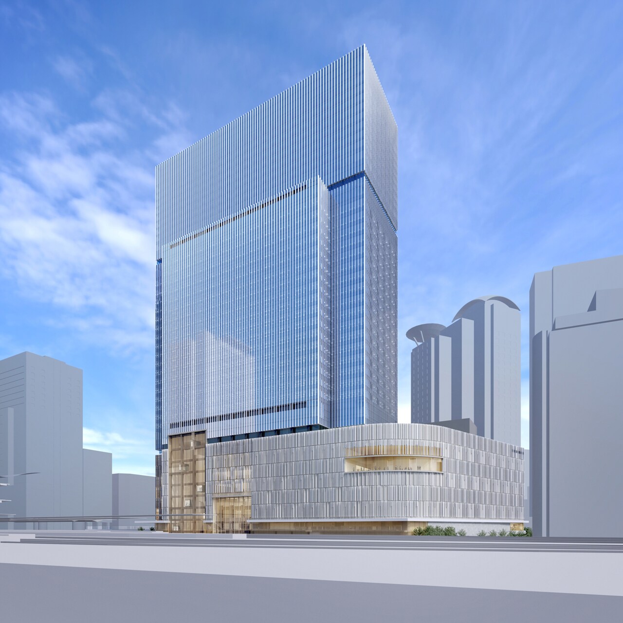 「梅田3丁目計画（仮称）」の完成予定図。