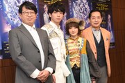 少年社中・東映プロデュース「モマの火星探検記」囲み取材より。左から毛利亘宏、矢崎広、生駒里奈、毛利衛。