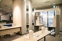 ロビーで実施されている新型コロナウイルス感染症予防・拡散防止対策。