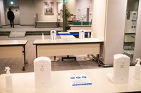 ロビーで実施されている新型コロナウイルス感染症予防・拡散防止対策。