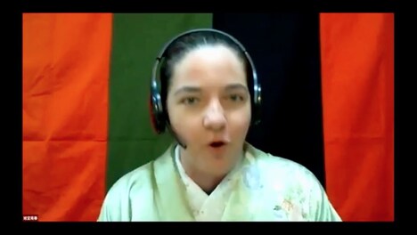 「ZOOMで講談会」より、旭堂南春。