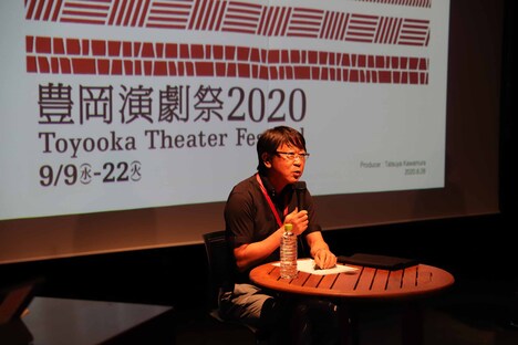 「豊岡演劇祭2020 Toyooka Theater Festival」記者会見より、中貝宗治豊岡市長。