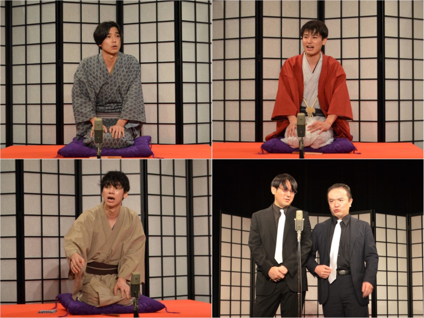 上段左から山田悠介、堀井新太。下段左から三津谷亮、米粒写経。