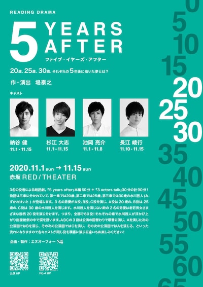 READING DRAMA「『5 YEARS AFTER』20歳、25歳、30歳、それぞれの5年後に描いた夢とは？」ビジュアル