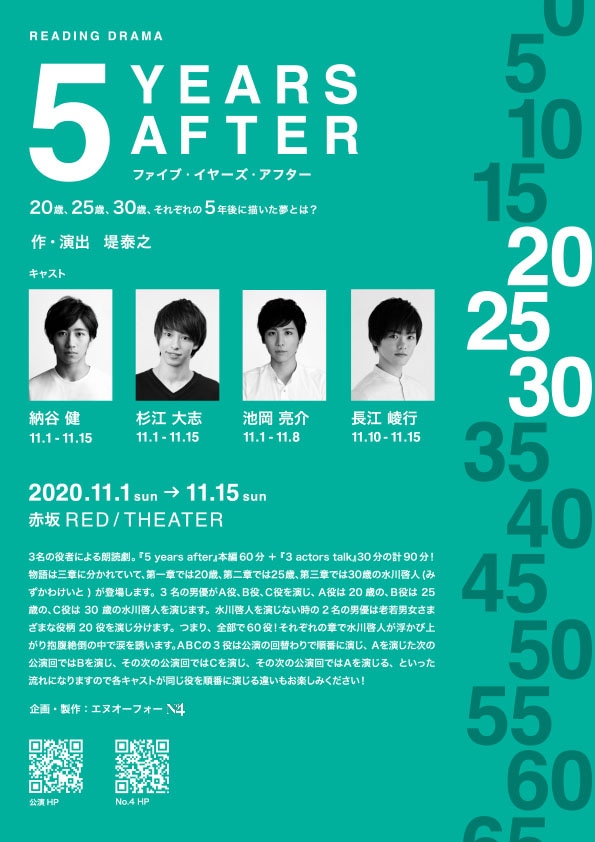 READING DRAMA「『5 YEARS AFTER』20歳、25歳、30歳、それぞれの5年後に描いた夢とは？」ビジュアル