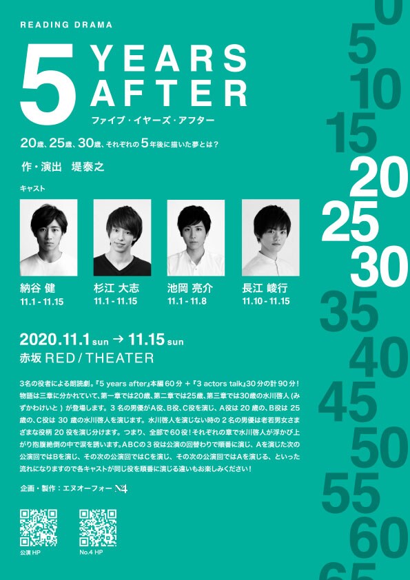 READING DRAMA「『5 YEARS AFTER』20歳、25歳、30歳、それぞれの5年後に描いた夢とは?」ビジュアル