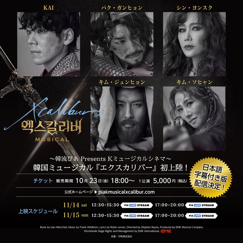 「韓流ぴあPresents Kミュージカルシネマ『エクスカリバー』オンライン配信」ビジュアル