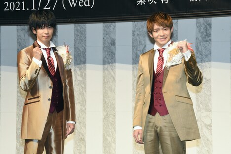 「DREAM BOYS」製作会見より。左から神宮寺勇太、岸優太。