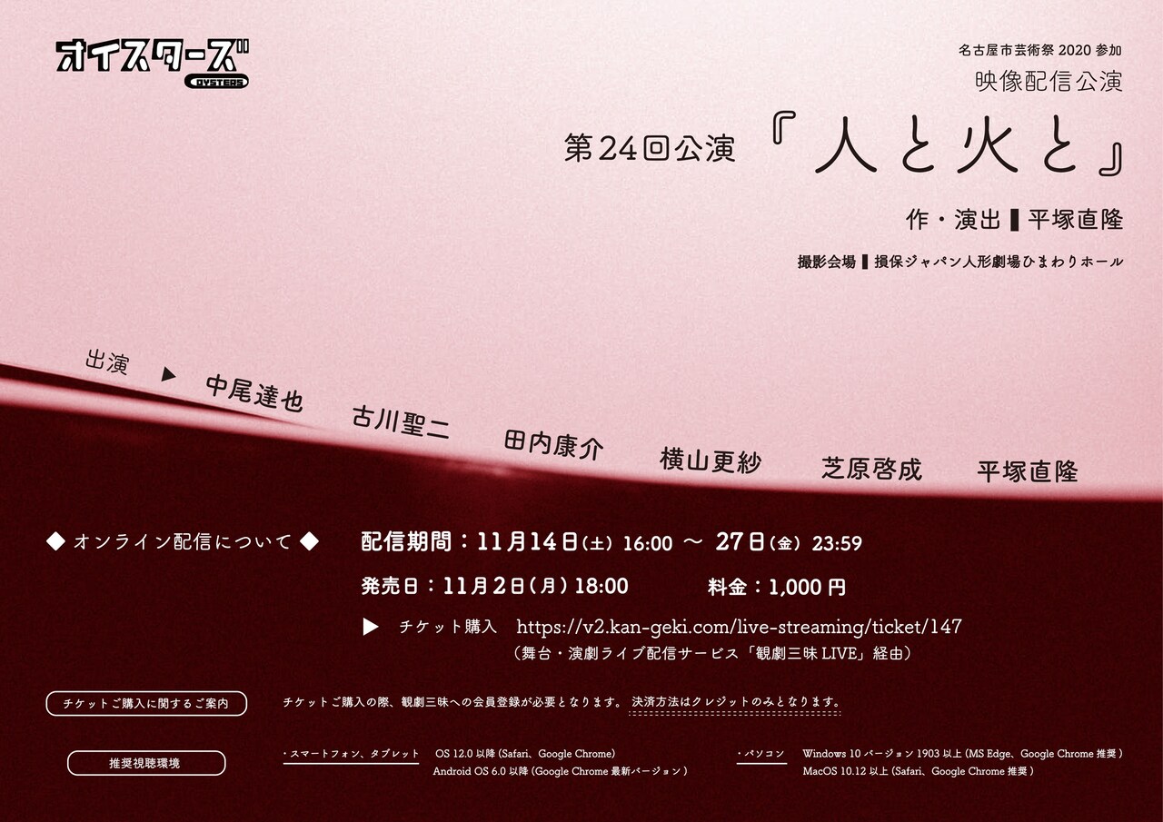 知らない町へ向かうと…オイスターズの“映像配信公演”「人と火と」戯曲も公開中