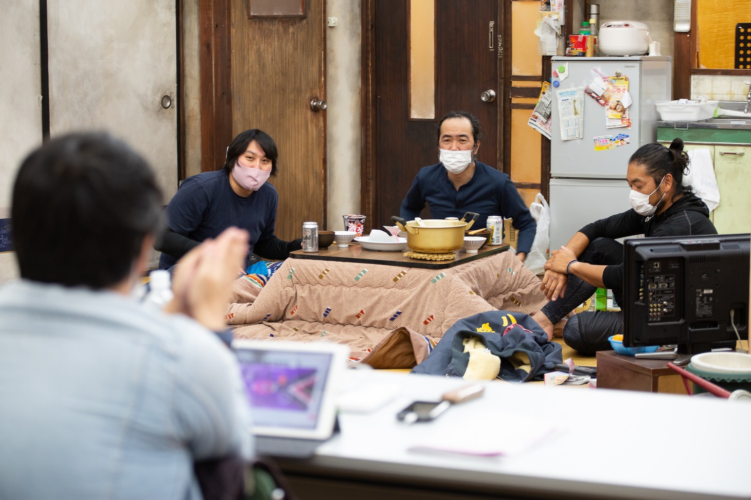 AUBADE HALL Produce タニノクロウ×オール富山「笑顔の砦 '20帰郷」稽古の様子。（撮影：六渡達朗）