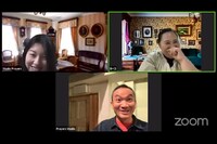 Zoomを用いた「かもめ」創作の様子。