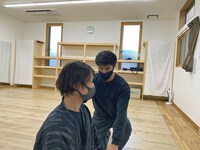 「狂言男師～冬の章『蟹山伏・口真似』～」稽古場の様子。