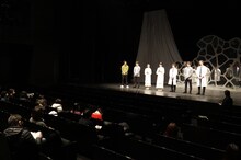 カンテレ×劇団Patch プロジェクト「音楽朗読劇『マインド・リマインド～I am…～』」囲み会見の様子。