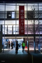 笠井叡 新作ダンス公演「櫻の樹の下には─笠井叡を踊る─」より、吉祥寺シアターに掛けられた垂れ幕。(c)bozzo