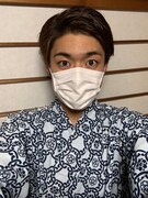 汗だくになるので浴衣！ 模様からも力強さが感じられる。