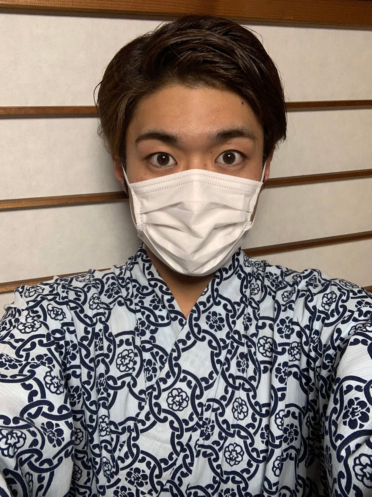 汗だくになるので浴衣！ 模様からも力強さが感じられる。