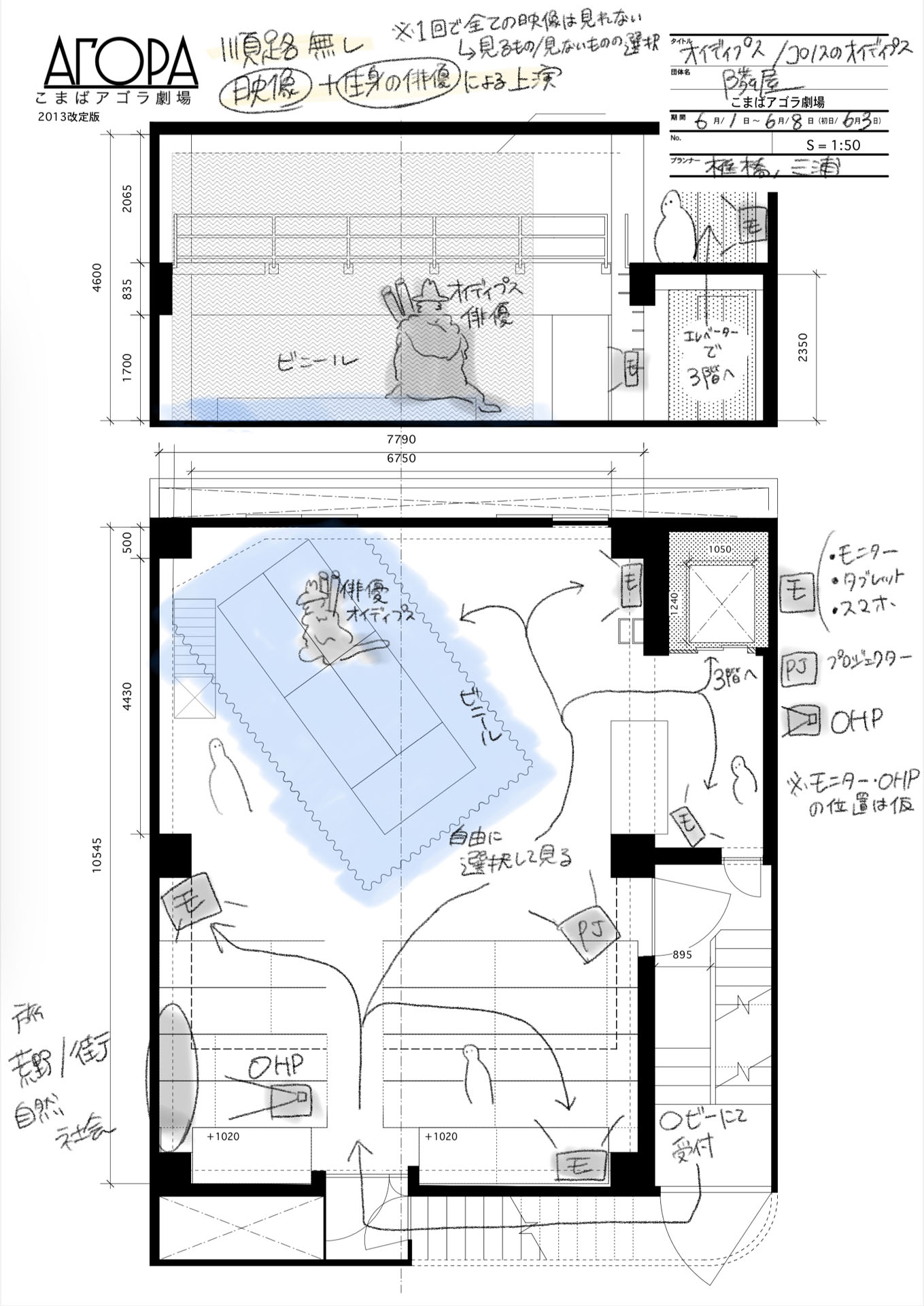 隣屋「オイディプス / コロノスのオイディプス」のラフ案。