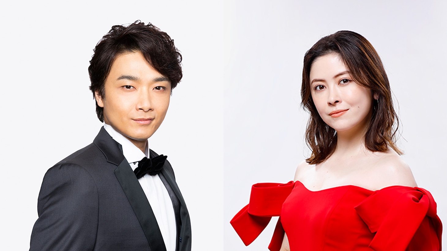 左から井上芳雄、宮澤エマ。