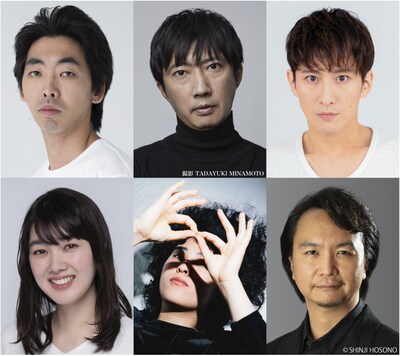 上段左から柄本時生、菅原永二、成河。下段左から佐々木春香、角銅真実、長塚圭史。