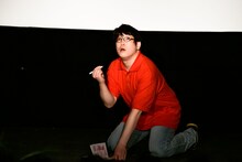 劇団「地蔵中毒」コント公演 地蔵中毒のコント菩薩vol.1「立ち漕ぎマリリン・モンロー」より。（撮影：塚田史香）