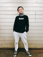 ネックウォーマーで防寒対策バッチリ。