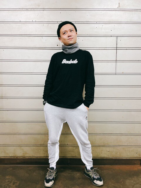 ネックウォーマーで防寒対策バッチリ。