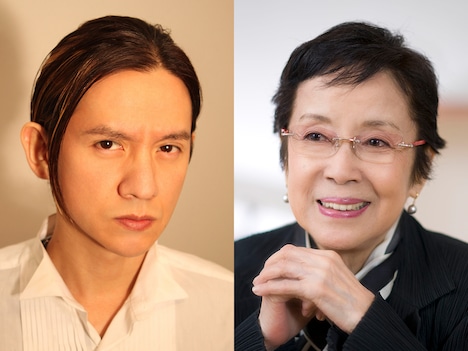 左から岡本健一、奈良岡朋子。