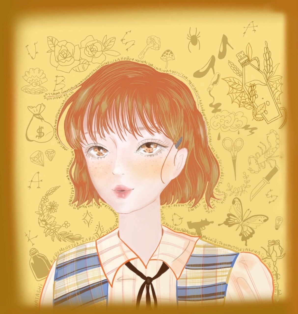 伊原六花作画の“そばかす”イラスト。