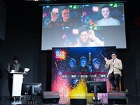 「ブルーマングループワールドツアーIN JAPAN」制作発表記者会見より。（撮影：引地信彦）