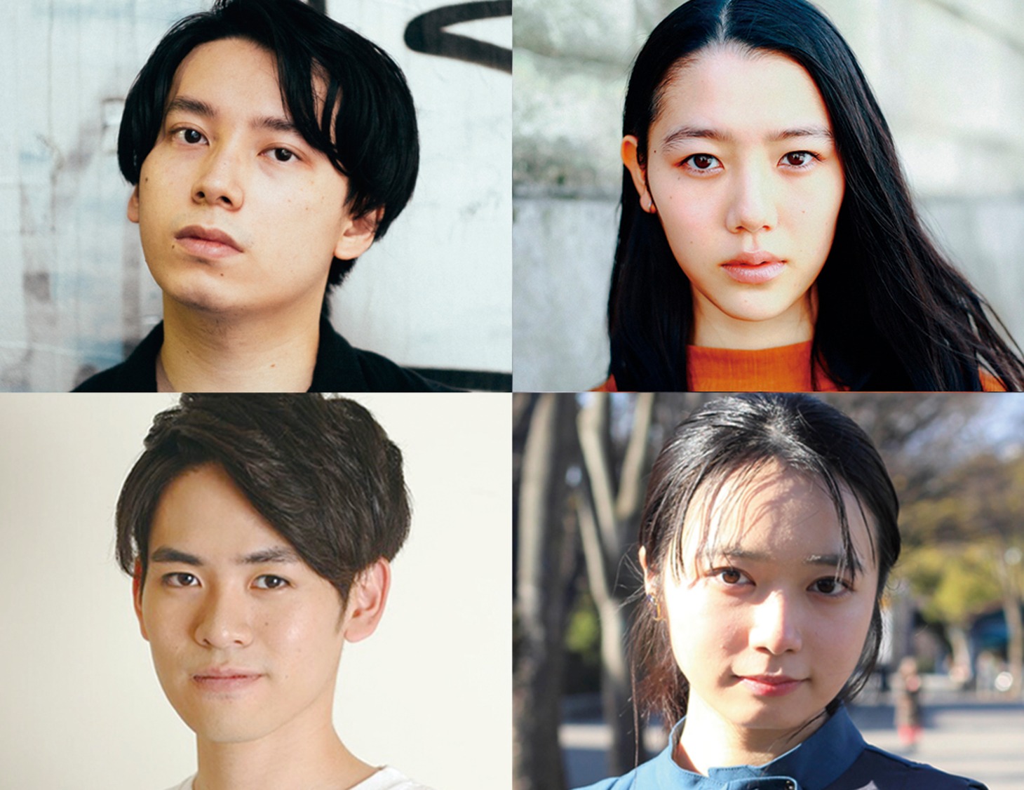 上段左から西村成忠、湯川ひな、下段左から広田亮平、黒河内りく。