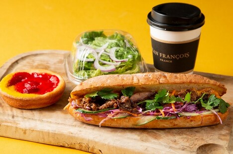 「連れてって USA アメリカン・バインミー」バインミー ~ビーフBBQソース~ マンゴーベリースイーツ付き(JEAN FRANCOIS)※Cはセディーユ付きが正式表記。