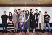 2022年劇団☆新感線42周年興行・秋公演 新感線☆RX「薔薇とサムライ2-海賊女王の帰還-」製作発表の登壇者。(撮影:田中亜紀)