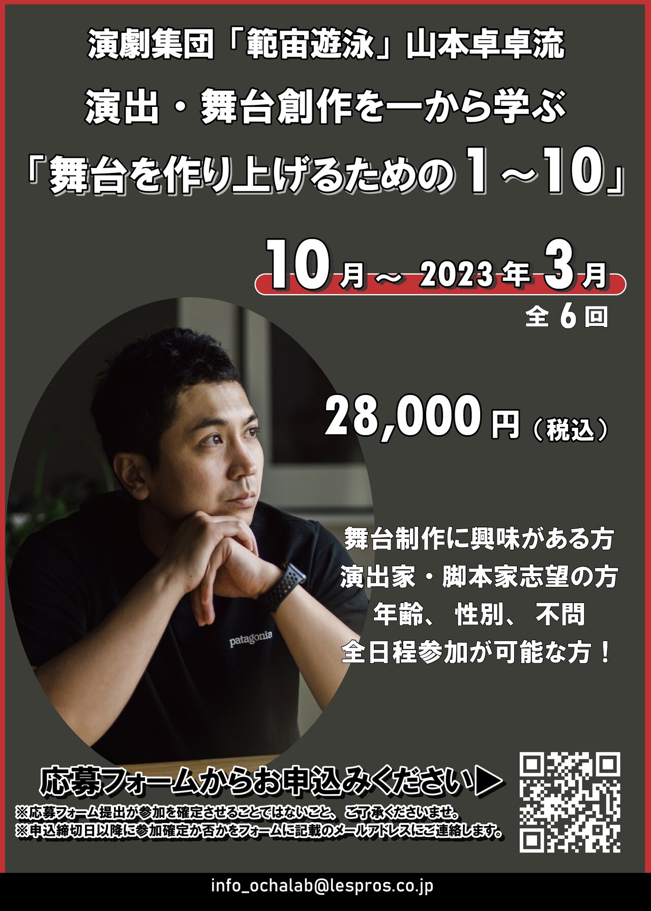 実践を通して劇場上演を目指すWS「舞台を作り上げるための 1～10」講師は山本卓卓