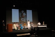 神戸アートビレッジセンター（KAVC）プロデュース公演 手話裁判劇「テロ」記者会見の様子。