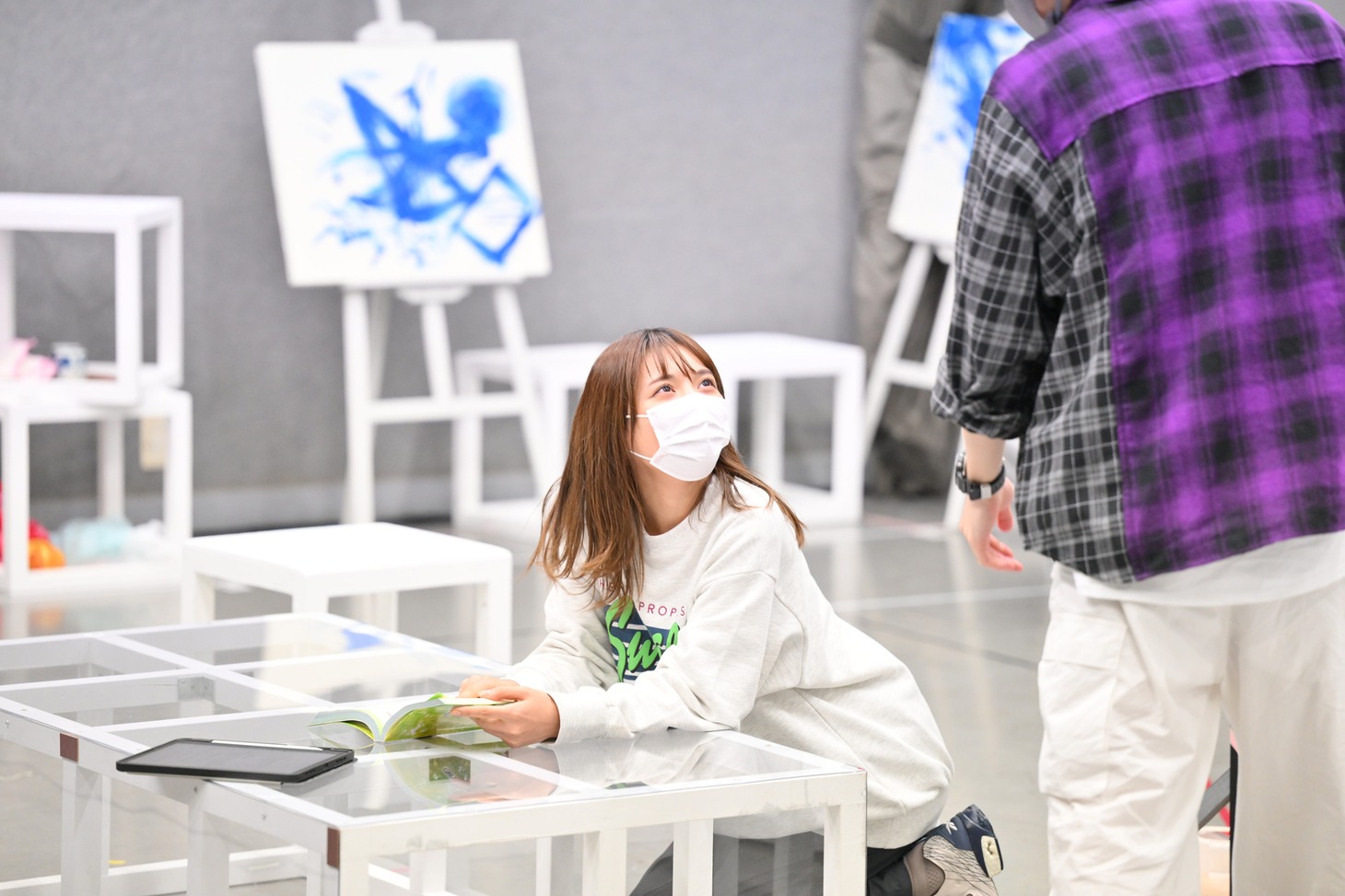舞台「青の炎」公開稽古の様子。