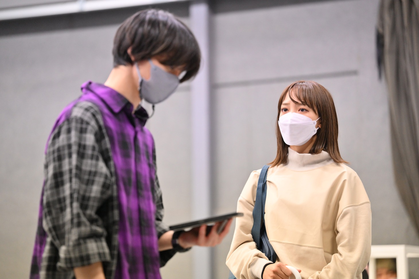 舞台「青の炎」公開稽古の様子。