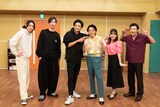 左から木村達成、廣瀬友祐、井上芳雄、中川晃教、栗原沙也加、藤岡正明。