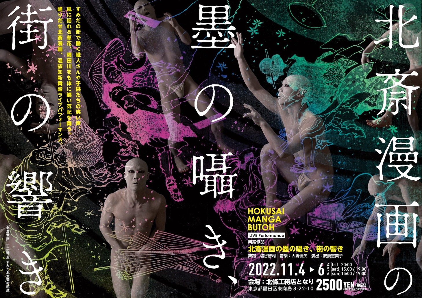 AGAXART 舞踏公演「北斎漫画の墨の囁き、街の響き」ビジュアル