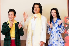 左から浅利陽介、中川大志、松井玲奈。（撮影：田中亜紀）