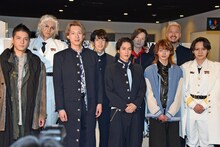 後列左から龍（THE RAMPAGE from EXILE TRIBE）、田村升吾、山崎晶吾、うえきやサトシ、前列左から中村誠治郎、北園涼、藤原樹（THE RAMPAGE from EXILE TRIBE）、新谷聖司、佐藤流司。