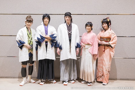 「ミュージカル『薄桜鬼 真改』山南敬助 篇」会見より、左から樋口裕太、久保田秀敏、輝馬、青木志穏、星元裕月。