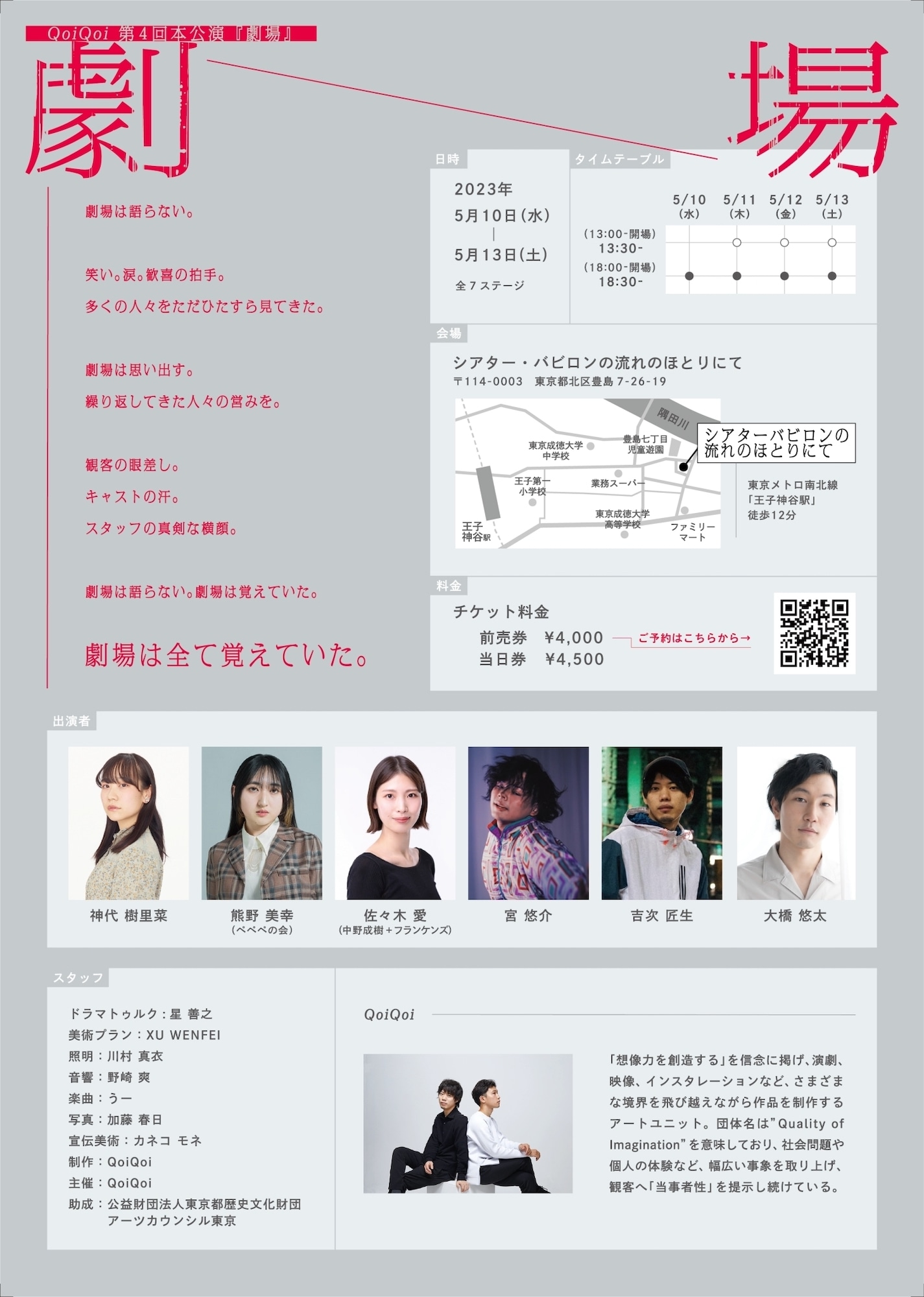 QoiQoi第4回本公演「劇場」チラシ裏