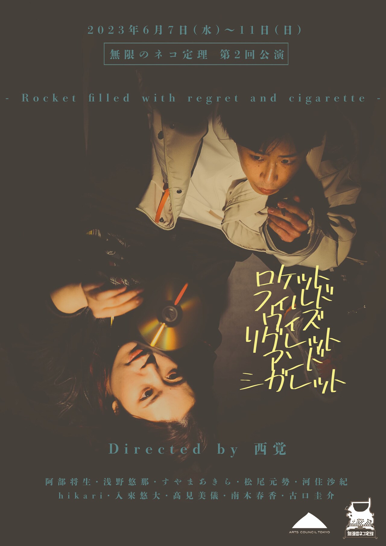 無限のネコ定理 第2回本公演「ロケット・フィルド・ウィズ・リグレット・アンド・シガレット」チラシ表