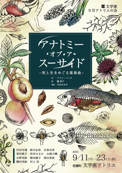 文学座 9月アトリエの会「アナトミー・オブ・ア・スーサイド -死と生をめぐる重奏曲-」チラシ表