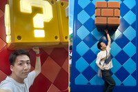 ハテナブロックやレンガブロックを叩きまくる米吉。目指せ1UP!